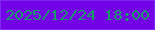文字の大きさ：5、枠の色：7e27f0、背景の色：7303e6、文字の色：1c966d 無料ブログパーツのブログ時計