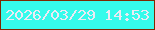 文字の大きさ：2、枠の色：7e2801、背景の色：35fbeb、文字の色：eceaf4 無料ブログパーツのブログ時計