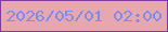 文字の大きさ：1、枠の色：7e3d9c、背景の色：e7a7b1、文字の色：7d8bea 無料ブログパーツのブログ時計