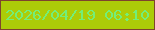 文字の大きさ：1、枠の色：7e442d、背景の色：accc08、文字の色：73ee79 無料ブログパーツのブログ時計