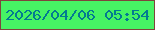 文字の大きさ：4、枠の色：7e443c、背景の色：46f364、文字の色：037a91 無料ブログパーツのブログ時計