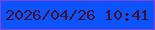 文字の大きさ：5、枠の色：7e45dd、背景の色：0d53fc、文字の色：45102d 無料ブログパーツのブログ時計