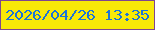 文字の大きさ：2、枠の色：7e4690、背景の色：f8e907、文字の色：1d74d6 無料ブログパーツのブログ時計