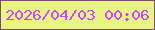 文字の大きさ：1、枠の色：7e4e64、背景の色：e8f582、文字の色：cb47fa 無料ブログパーツのブログ時計