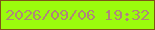 文字の大きさ：2、枠の色：7e5516、背景の色：9bfb0d、文字の色：af867a 無料ブログパーツのブログ時計