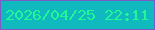 文字の大きさ：2、枠の色：7e5bc4、背景の色：0fb9bd、文字の色：20f897 無料ブログパーツのブログ時計