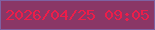 文字の大きさ：5、枠の色：7e61a2、背景の色：8a3666、文字の色：ed1d4a 無料ブログパーツのブログ時計