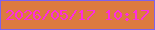 文字の大きさ：2、枠の色：7e62ec、背景の色：dd7a40、文字の色：fe2cdf 無料ブログパーツのブログ時計