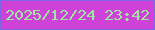 文字の大きさ：3、枠の色：7e65e5、背景の色：ce42d7、文字の色：9ee9a0 無料ブログパーツのブログ時計