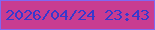 文字の大きさ：4、枠の色：7e68f3、背景の色：c83c91、文字の色：3838cd 無料ブログパーツのブログ時計