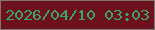 文字の大きさ：5、枠の色：7e766f、背景の色：6d111f、文字の色：3aa564 無料ブログパーツのブログ時計