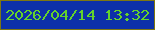 文字の大きさ：4、枠の色：7e7711、背景の色：0d30a9、文字の色：64d32b 無料ブログパーツのブログ時計