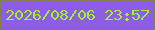文字の大きさ：5、枠の色：7e7e4e、背景の色：8d5de6、文字の色：9ef22f 無料ブログパーツのブログ時計
