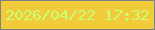 文字の大きさ：1、枠の色：7e8183、背景の色：f2cb3a、文字の色：c9fe77 無料ブログパーツのブログ時計