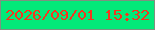 文字の大きさ：5、枠の色：7e9180、背景の色：03e979、文字の色：f5351e 無料ブログパーツのブログ時計
