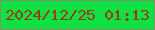 文字の大きさ：1、枠の色：7e9360、背景の色：0ee143、文字の色：973d11 無料ブログパーツのブログ時計