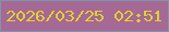 文字の大きさ：2、枠の色：7e95ac、背景の色：a66894、文字の色：e1d231 無料ブログパーツのブログ時計