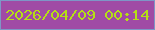 文字の大きさ：2、枠の色：7e96c6、背景の色：a04ba5、文字の色：b5df15 無料ブログパーツのブログ時計