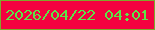 文字の大きさ：2、枠の色：7ea92b、背景の色：f40240、文字の色：5ce648 無料ブログパーツのブログ時計