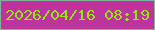 文字の大きさ：1、枠の色：7eb59a、背景の色：bd359c、文字の色：94e419 無料ブログパーツのブログ時計