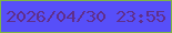 文字の大きさ：2、枠の色：7eb643、背景の色：574ff9、文字の色：5f2f8b 無料ブログパーツのブログ時計