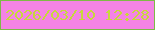文字の大きさ：4、枠の色：7eb947、背景の色：f483e5、文字の色：c7d83b 無料ブログパーツのブログ時計