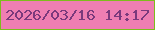 文字の大きさ：2、枠の色：7ebc1c、背景の色：ef7eb2、文字の色：7b397c 無料ブログパーツのブログ時計