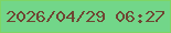 文字の大きさ：5、枠の色：7ed565、背景の色：72d689、文字の色：6f4533 無料ブログパーツのブログ時計