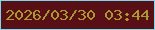文字の大きさ：4、枠の色：7ed8ed、背景の色：580f16、文字の色：aa9930 無料ブログパーツのブログ時計