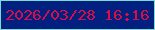 文字の大きさ：4、枠の色：7edbd1、背景の色：01207f、文字の色：d50f48 無料ブログパーツのブログ時計