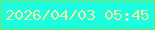 文字の大きさ：2、枠の色：7ee058、背景の色：1bfdde、文字の色：ebeca7 無料ブログパーツのブログ時計