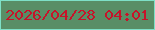 文字の大きさ：1、枠の色：7ee0c7、背景の色：598e66、文字の色：c7132a 無料ブログパーツのブログ時計