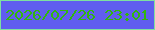 文字の大きさ：4、枠の色：7ee1a0、背景の色：605def、文字の色：31b70d 無料ブログパーツのブログ時計
