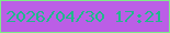 文字の大きさ：2、枠の色：7eec87、背景の色：bb5ee6、文字の色：20b88c 無料ブログパーツのブログ時計