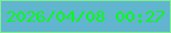 文字の大きさ：4、枠の色：7eee8e、背景の色：61b5cf、文字の色：0bf818 無料ブログパーツのブログ時計