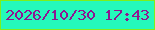 文字の大きさ：2、枠の色：7eef1b、背景の色：25f9bb、文字の色：8f1691 無料ブログパーツのブログ時計