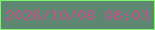 文字の大きさ：4、枠の色：7ef66b、背景の色：5e8771、文字の色：be568a 無料ブログパーツのブログ時計