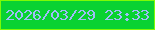 文字の大きさ：2、枠の色：7efb05、背景の色：09d232、文字の色：a0bdf8 無料ブログパーツのブログ時計