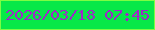 文字の大きさ：1、枠の色：7efd43、背景の色：08e848、文字の色：9f28c8 無料ブログパーツのブログ時計