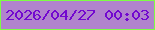 文字の大きさ：4、枠の色：7efd45、背景の色：b183cd、文字の色：7208cf 無料ブログパーツのブログ時計