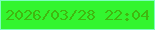 文字の大きさ：1、枠の色：7efebe、背景の色：33f52f、文字の色：40b810 無料ブログパーツのブログ時計