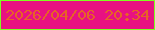 文字の大きさ：2、枠の色：7eff1f、背景の色：e81281、文字の色：e76326 無料ブログパーツのブログ時計