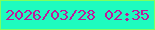文字の大きさ：2、枠の色：7eff5f、背景の色：1efcbf、文字の色：bf1a9a 無料ブログパーツのブログ時計