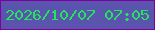 文字の大きさ：1、枠の色：7f009b、背景の色：5a54af、文字の色：24e35c 無料ブログパーツのブログ時計