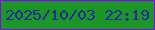 文字の大きさ：5、枠の色：7f03f6、背景の色：1b9627、文字の色：212a9a 無料ブログパーツのブログ時計