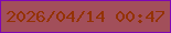 文字の大きさ：2、枠の色：7f06b4、背景の色：a24f5a、文字の色：943203 無料ブログパーツのブログ時計