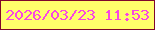 文字の大きさ：5、枠の色：7f072b、背景の色：ffff6a、文字の色：f847e3 無料ブログパーツのブログ時計