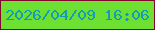 文字の大きさ：3、枠の色：7f072e、背景の色：6de031、文字の色：129db4 無料ブログパーツのブログ時計