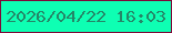 文字の大きさ：5、枠の色：7f0938、背景の色：0effb3、文字の色：258768 無料ブログパーツのブログ時計