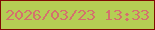 文字の大きさ：3、枠の色：7f0b03、背景の色：b5ce54、文字の色：d4716d 無料ブログパーツのブログ時計
